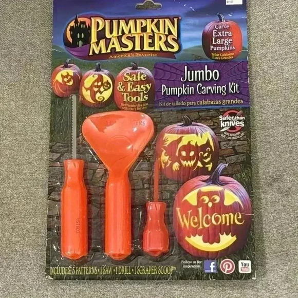 Pumpkin carving kit, Spider-Man luminaries kit and 2 pumpkin lights, new - Picture 2 of 5